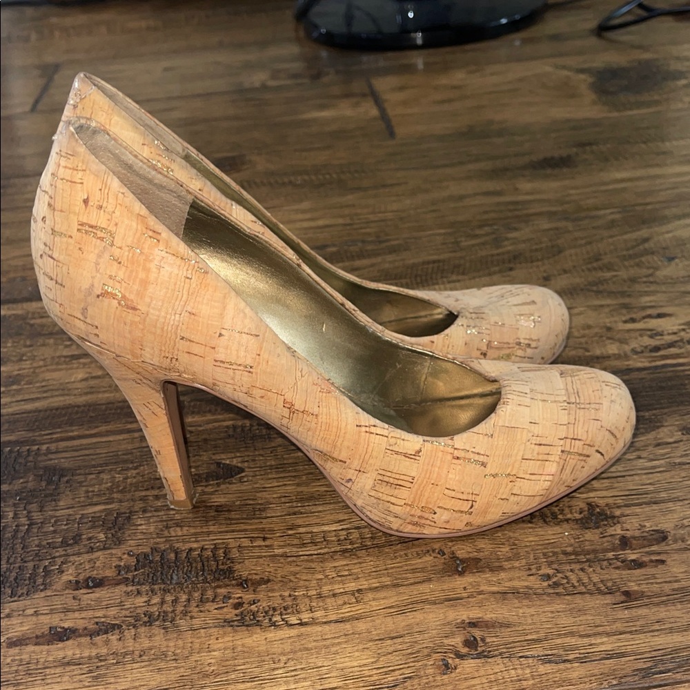 Nine West Tan Cork Heels